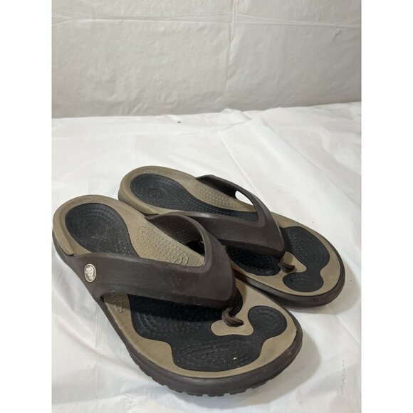 CROCS BROWN FLIP FLOP THONG SANDALS MENS 7 / WOMENS 9 - Picture 4 of 14